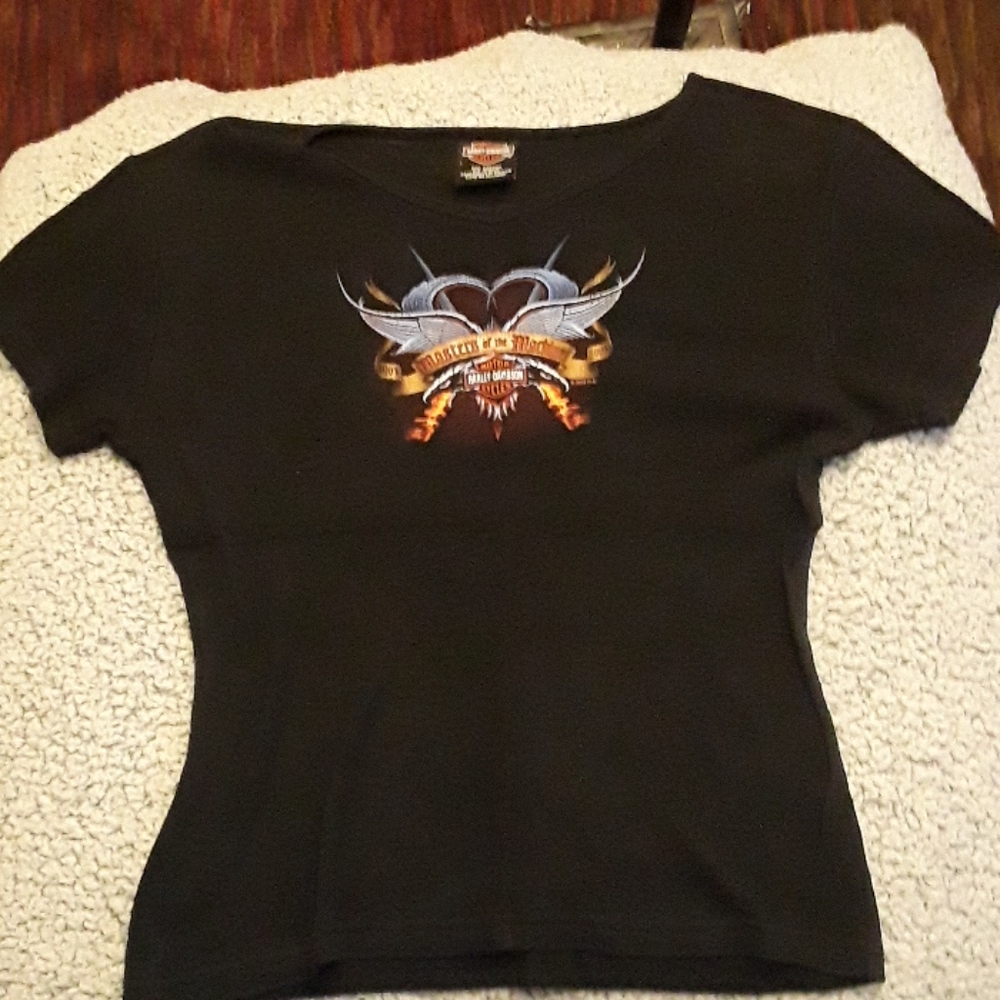 Women black Harley Davidson tshirt size large